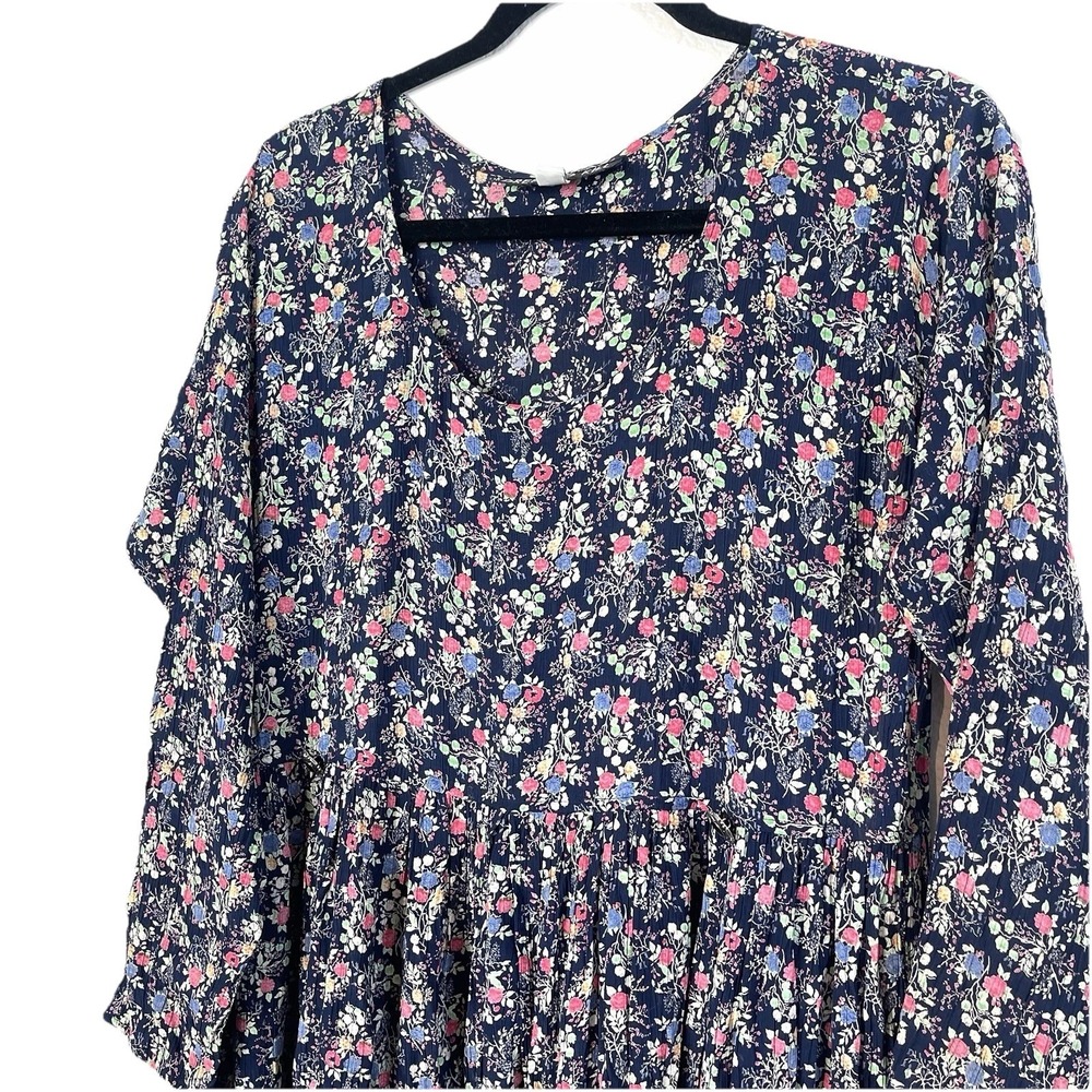 Vintage Dress To Kill Jane‎ Mohr Floral Navy Floral Dress Cottagecore Grannycore - Picture 3 of 16